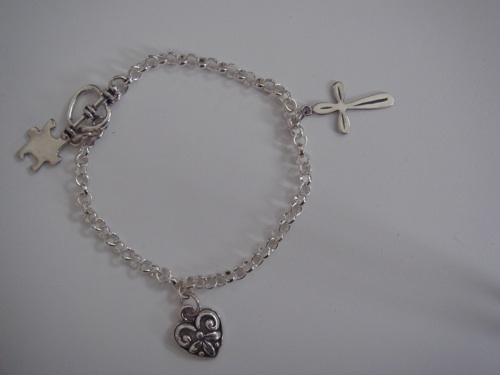 bracelet - heart and cross