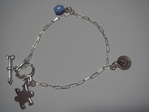 bracelet - heart toggle with flower
